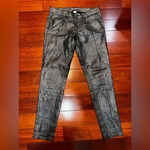 FC Jeans Metallic Silver and Black Women's Skinny Jeans Size 6